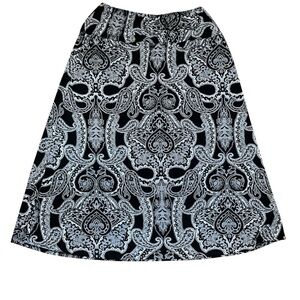 24/7 Comfort Apparel Black & White Paisley A-Line Maxi Skirt